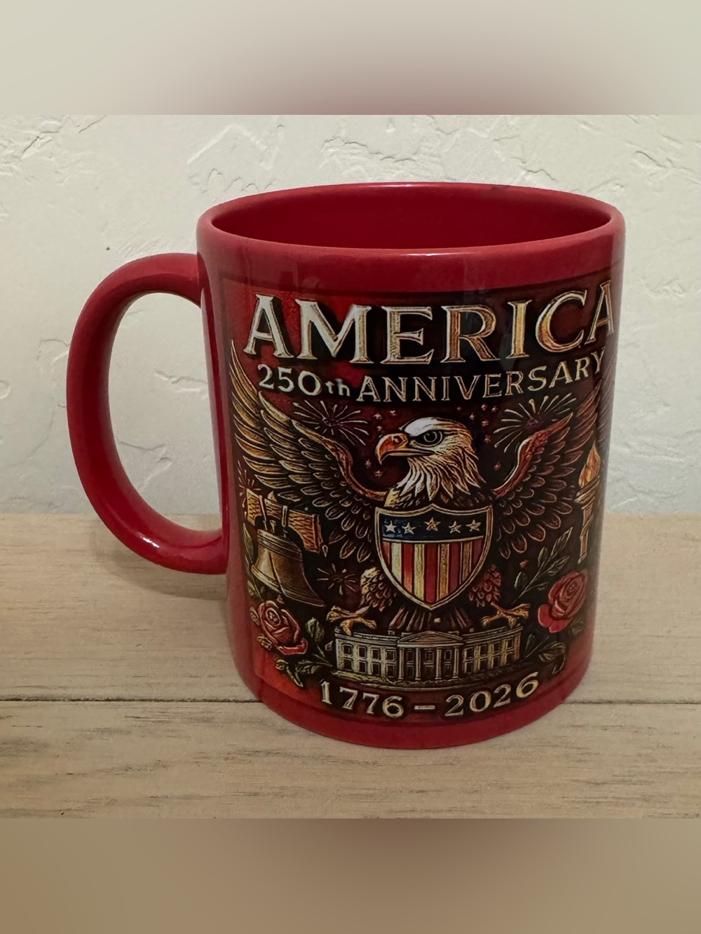 AMERICA 250th ANNIVERSARY Coffee Mug 4th of July 1776-2026 American Flag Eagle
